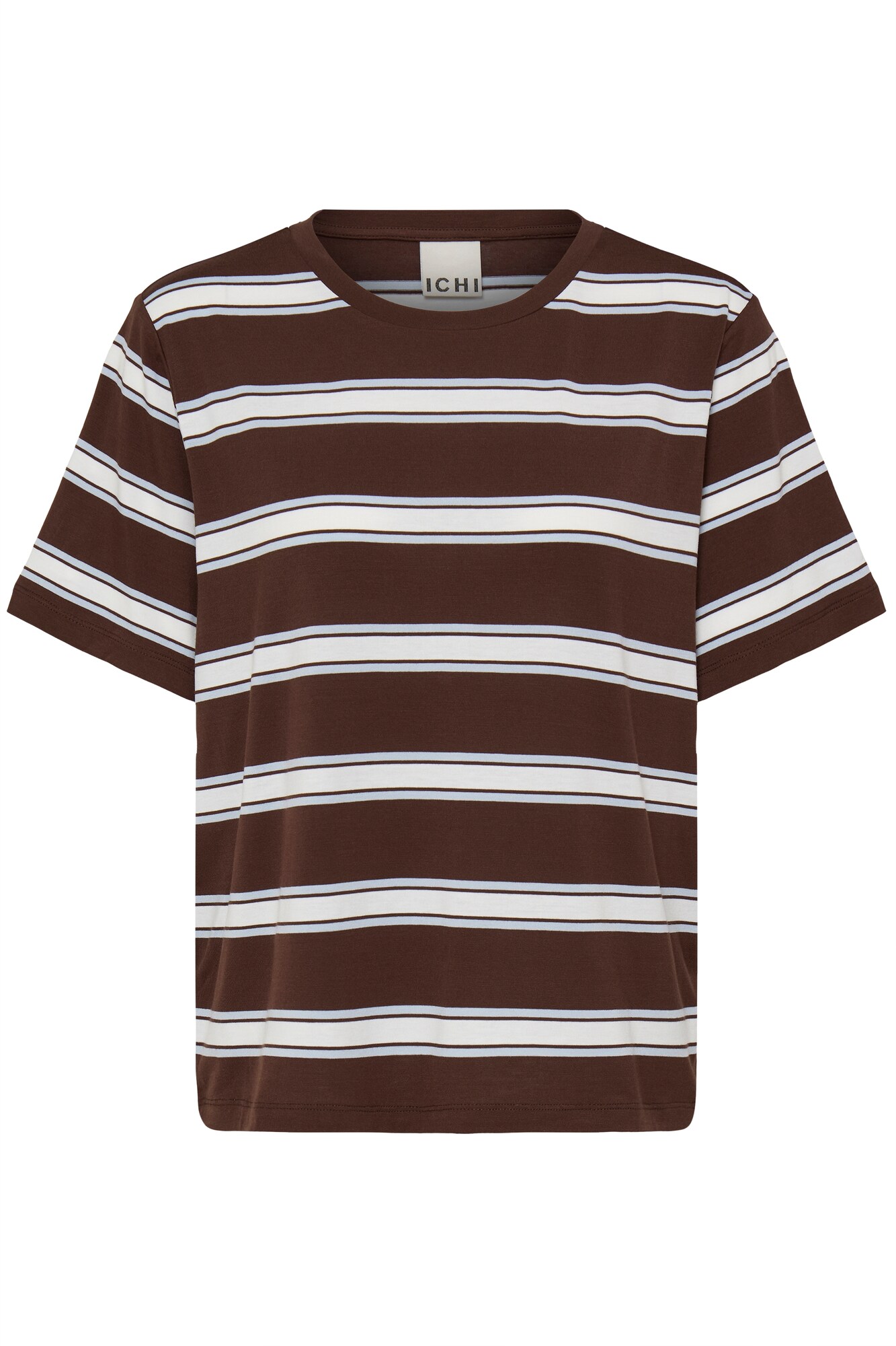 ICHI Tricou IHREBETTA albastru pastel / maro închis / alb murdar