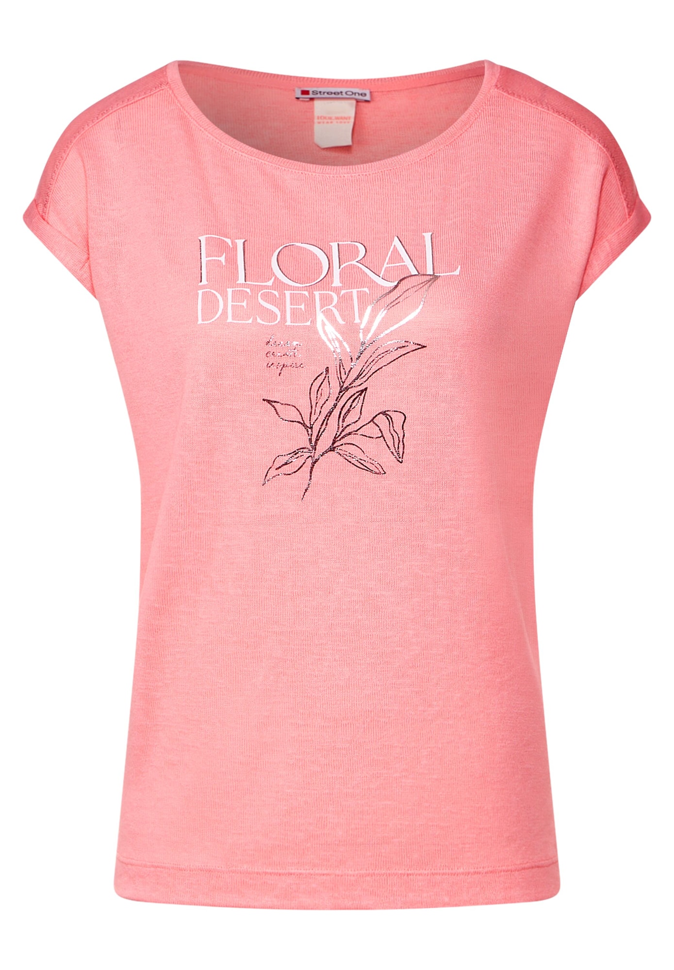 STREET ONE Tricou  roz / negru / alb