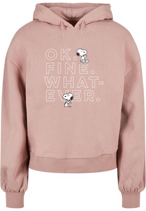 Merchcode Sweatshirt ‘Peanuts – Ok Fine Whatever’ Pink / Zwart / Wit