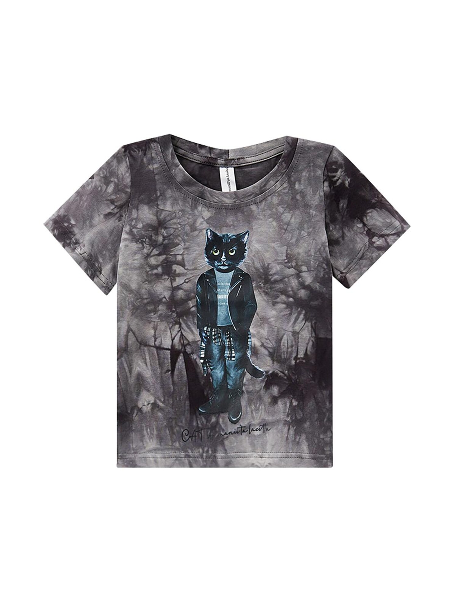 Cat e Lolette Tričko 'Rocker Cat'  sivá / biela