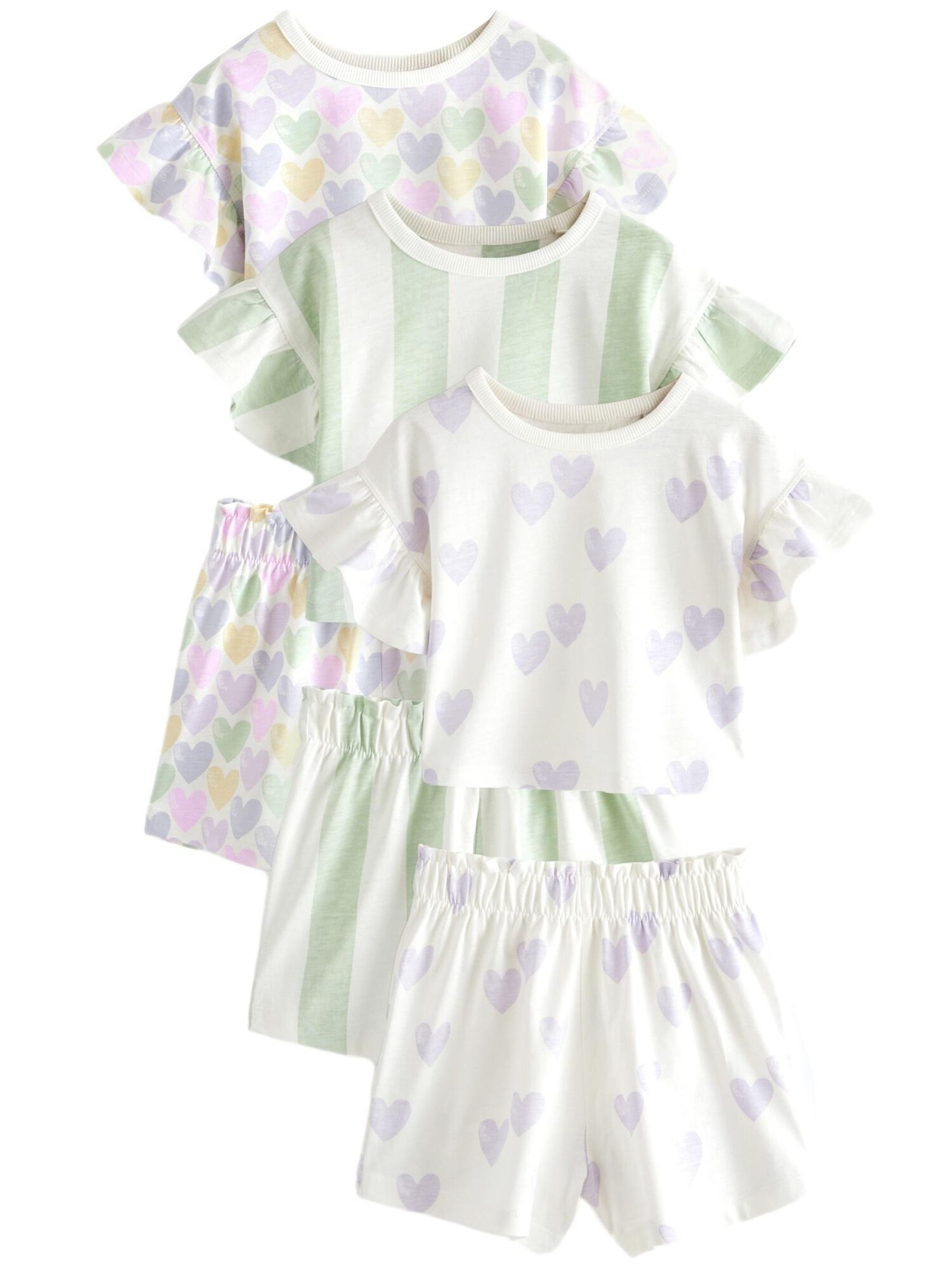 Next Pijamale  galben deschis / verde deschis / mov lavandă / alb
