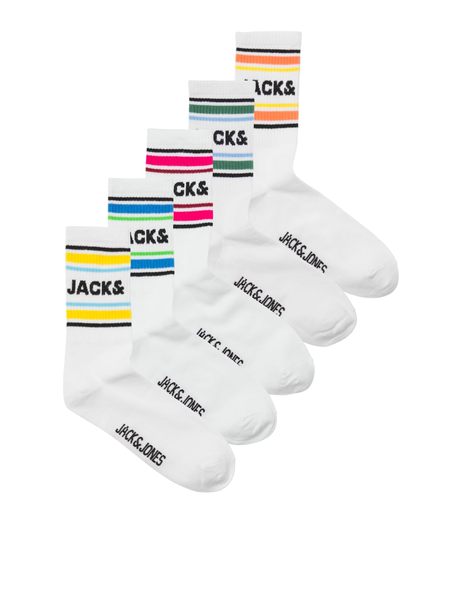 JACK & JONES Ponožky 'GAVIN'  modrá / žltá / tmavozelená / oranžová / ružová / biela