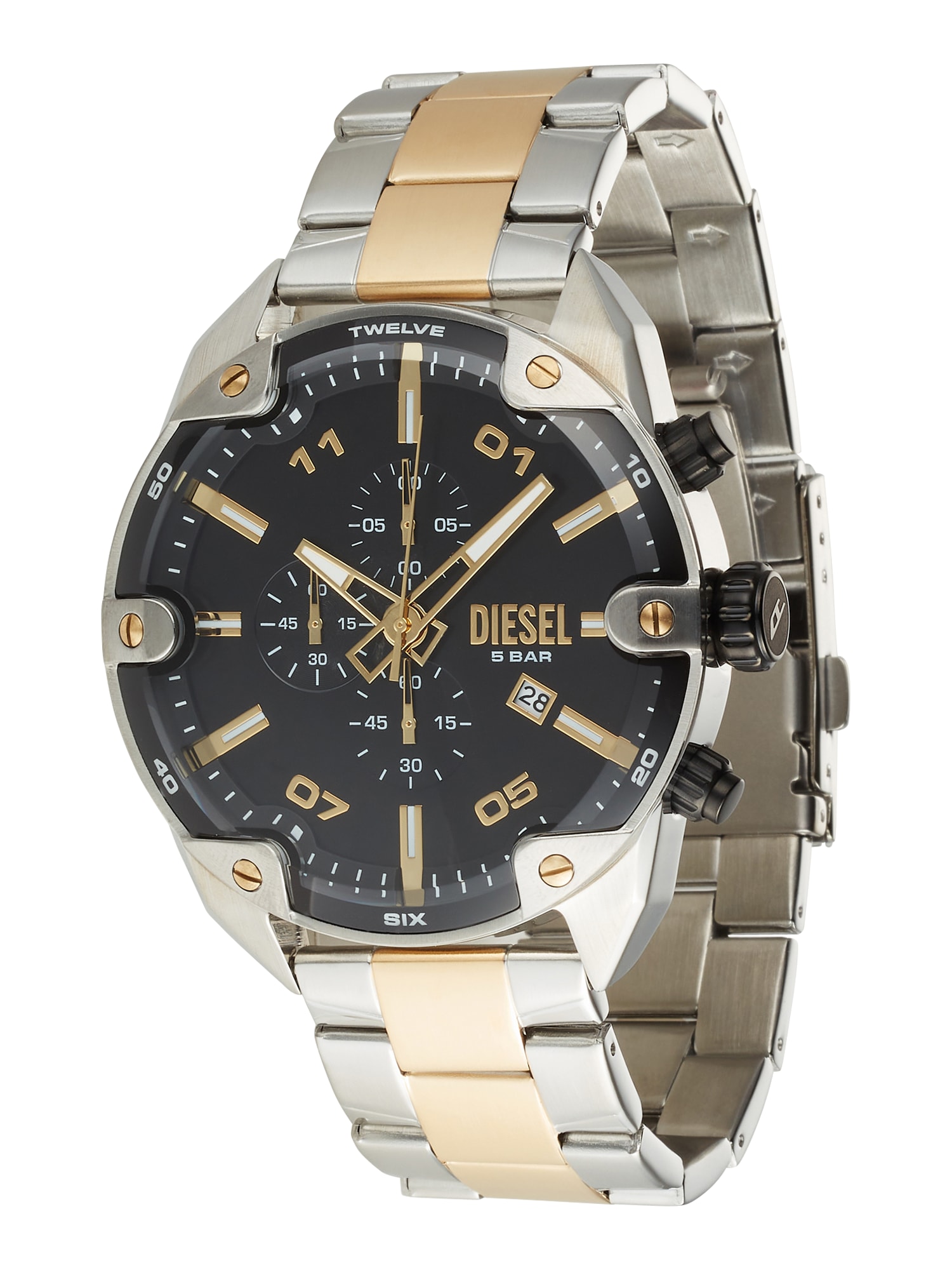 DIESEL Analoginis (įprasto dizaino) laikrodis auksas / juoda / sidabrinė