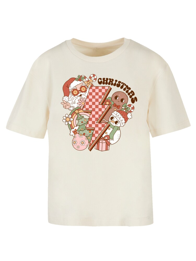 F4NT4STIC Shirt 'Groovy Christmas Flash' Damen Größe XXXL sand / mischfarben