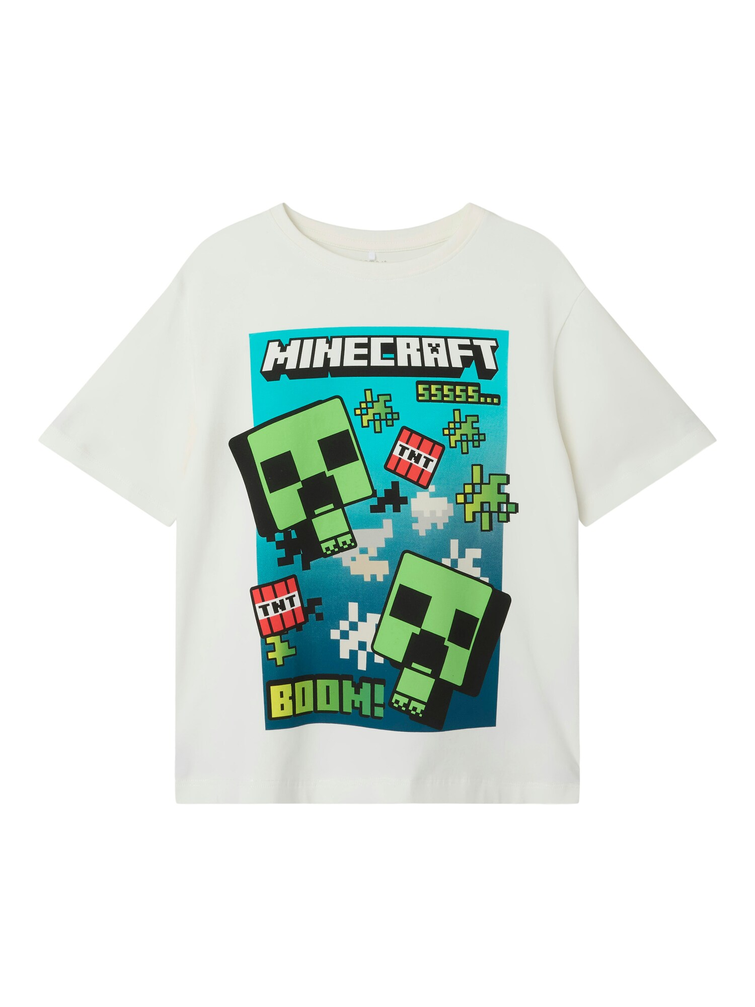 NAME IT Tricou NKMMus Minecraft  turcoaz / verde limetă / negru / alb