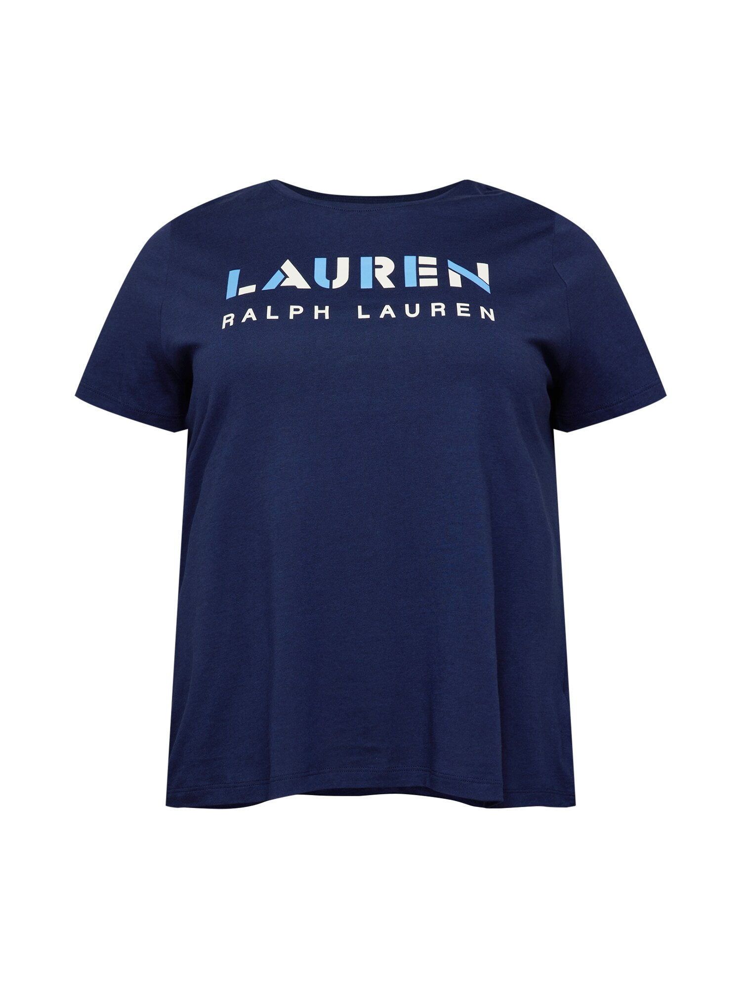 Lauren Ralph Lauren Plus Marškinėliai 'KATLIN' tamsiai mėlyna / balta / šviesiai mėlyna