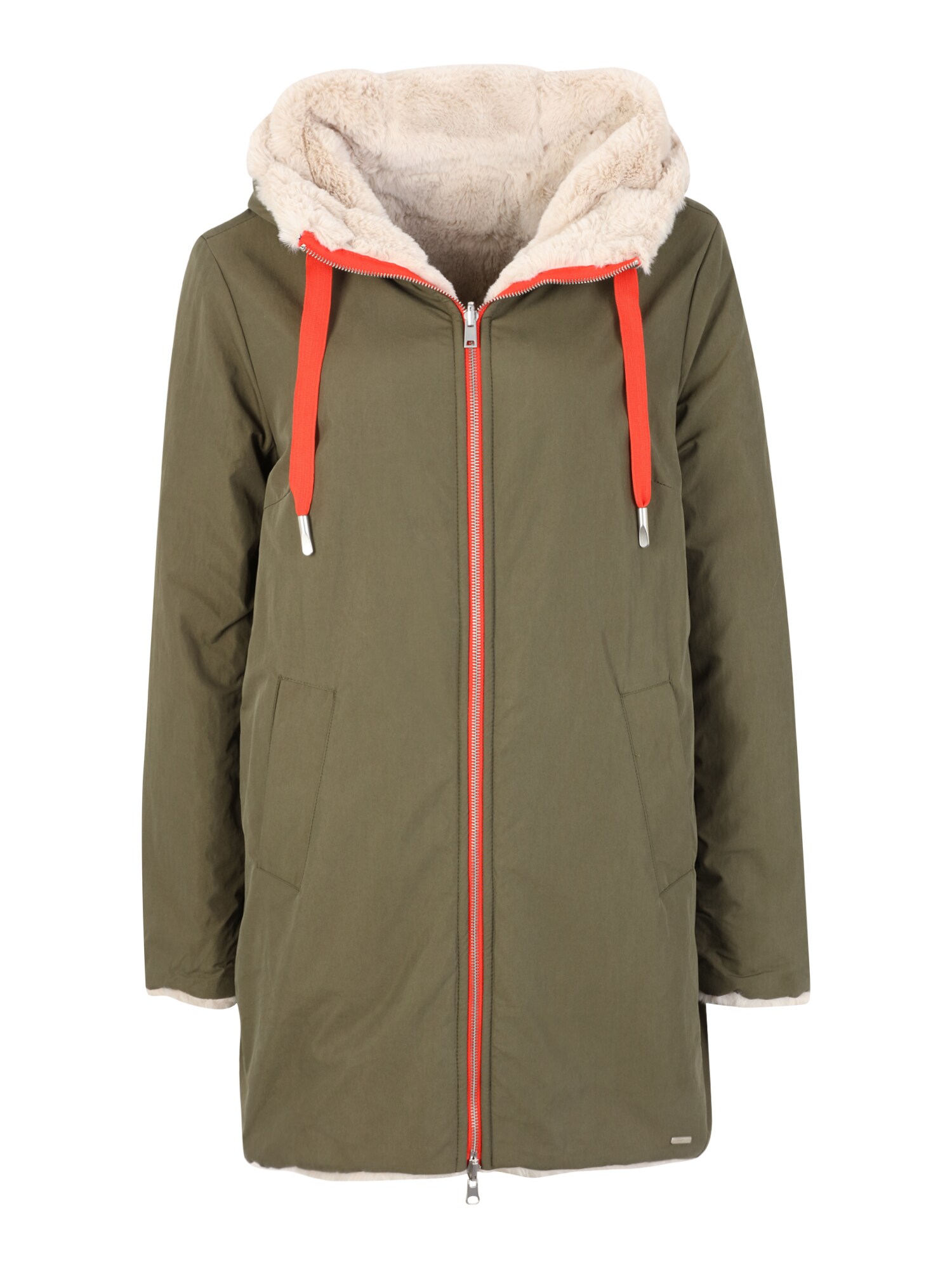 RINO & PELLE Žieminis paltas rusvai žalia / oranžinė