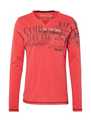 camp david Shirt ‘The Craftsmen’ Rood / Zwart