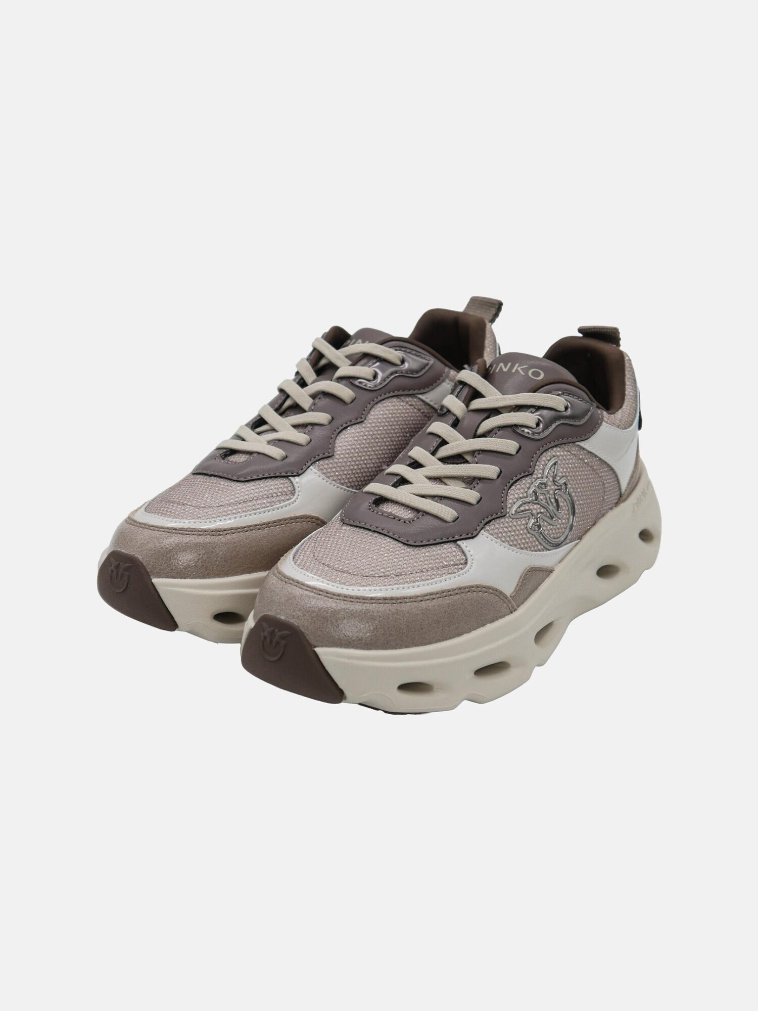 PINKO Zapatillas deportivas bajas 'PINKO PINK 09 SNEAKER CALF LEATHER/GLITTER Scarpe'  marfil – imagen 4