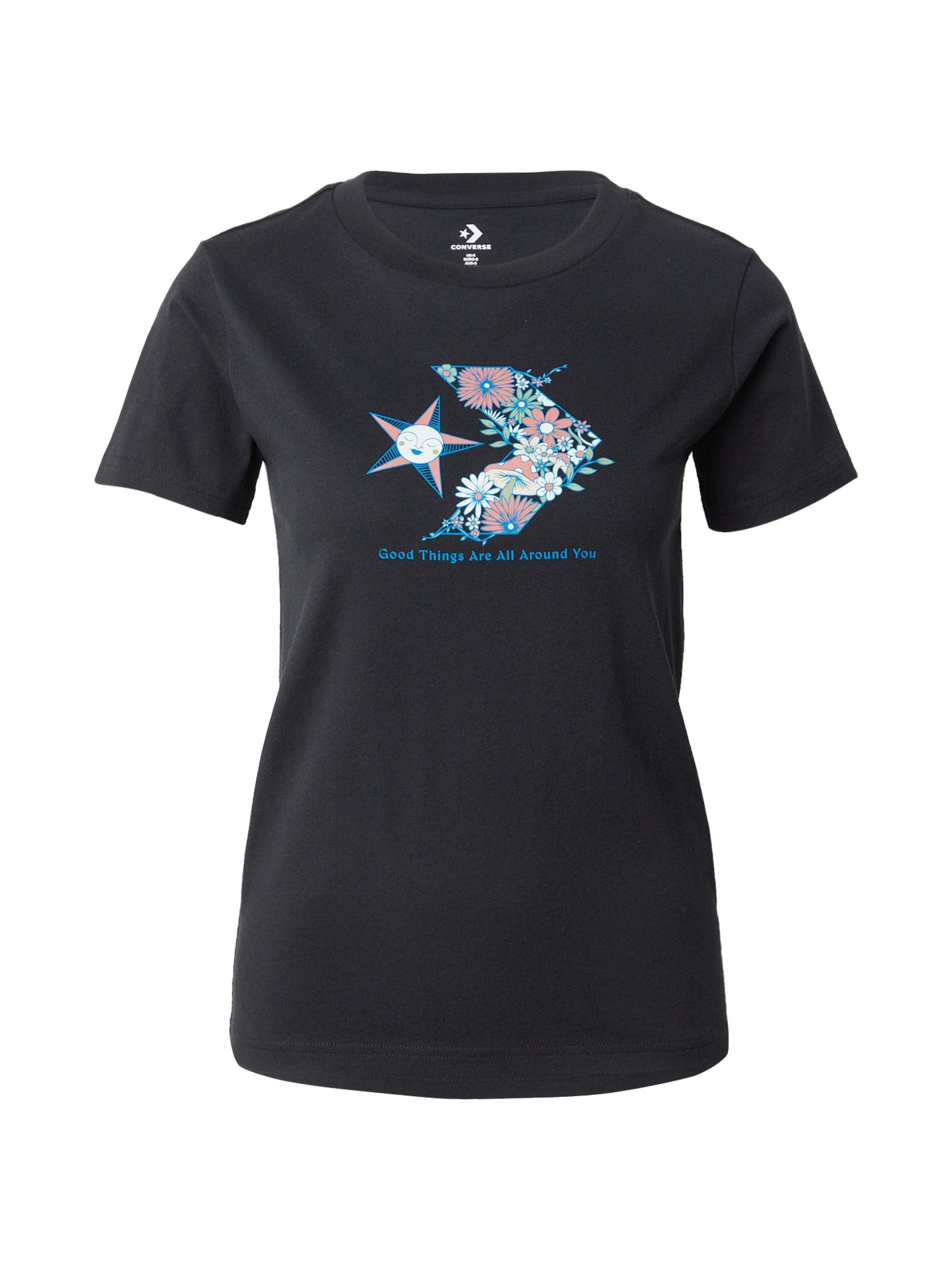 CONVERSE Tricou  albastru / roșu deschis / negru / alb