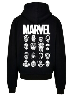 F4NT4STIC Sweatshirt ‘Marvel Comics Superhelden Heads’ Lichtgrijs / Zwart / Wit