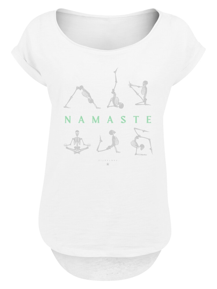 F4NT4STIC T-Shirt 'Namaste Yoga Skelett Halloween' Damen Größe 5XL graumeliert / weiß