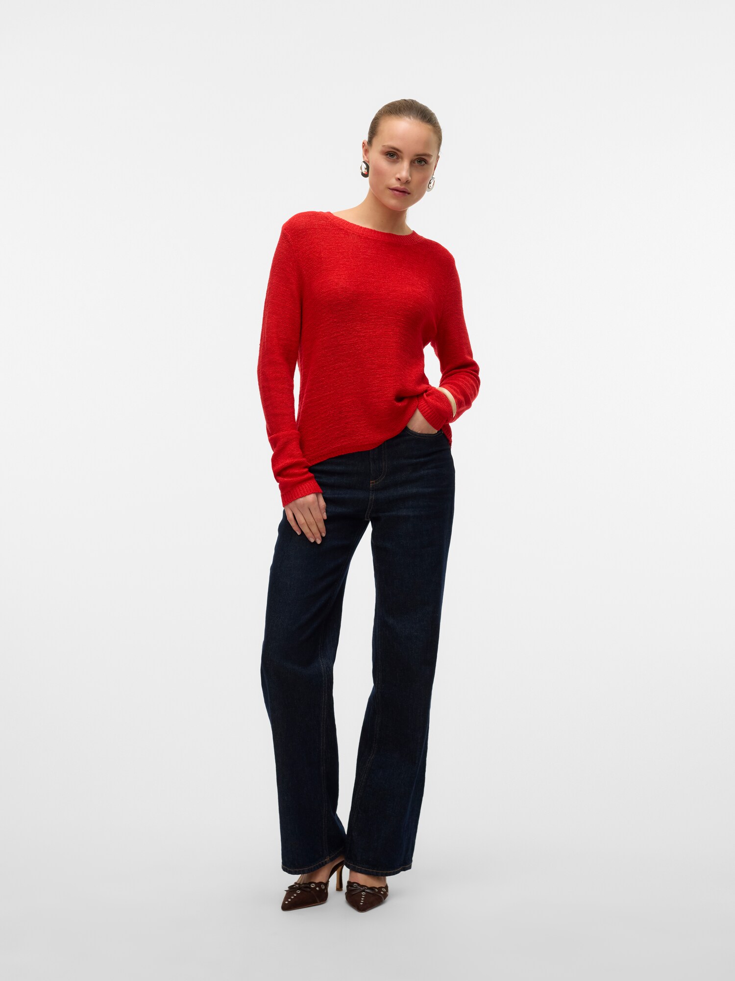 VERO MODA Pulóver 'VMNUEVOCHARITY'  rikító piros termék 2. képe