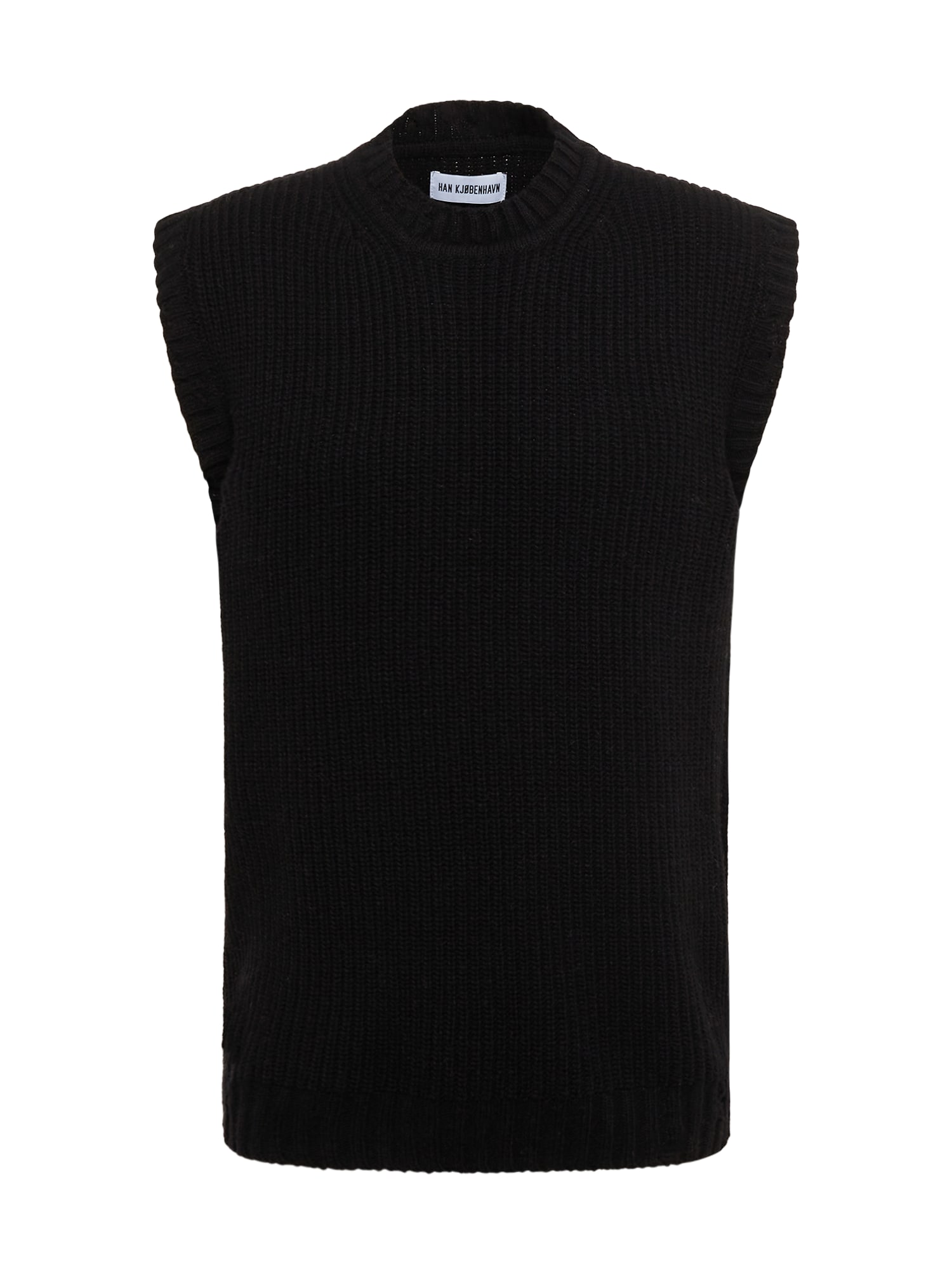 Han Kjøbenhavn Мъжки плетен пуловер без ръкави  черно