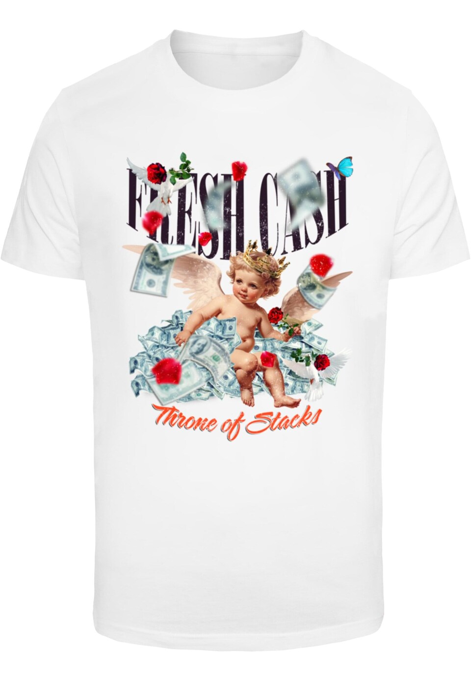 T-shirt 'Fresh Cash' beige / grå / svart