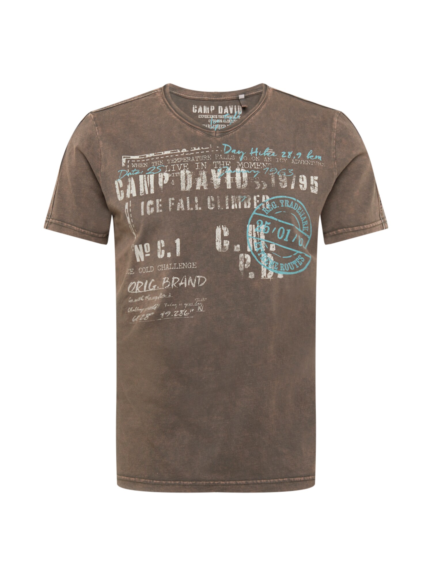 CAMP DAVID Marškinėliai  ruda / balta / šviesiai mėlyna
