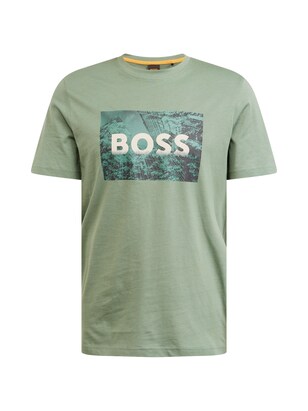 Boss Shirt ‘Building’ Smaragd / Pastelgroen / Zwart / Offwhite