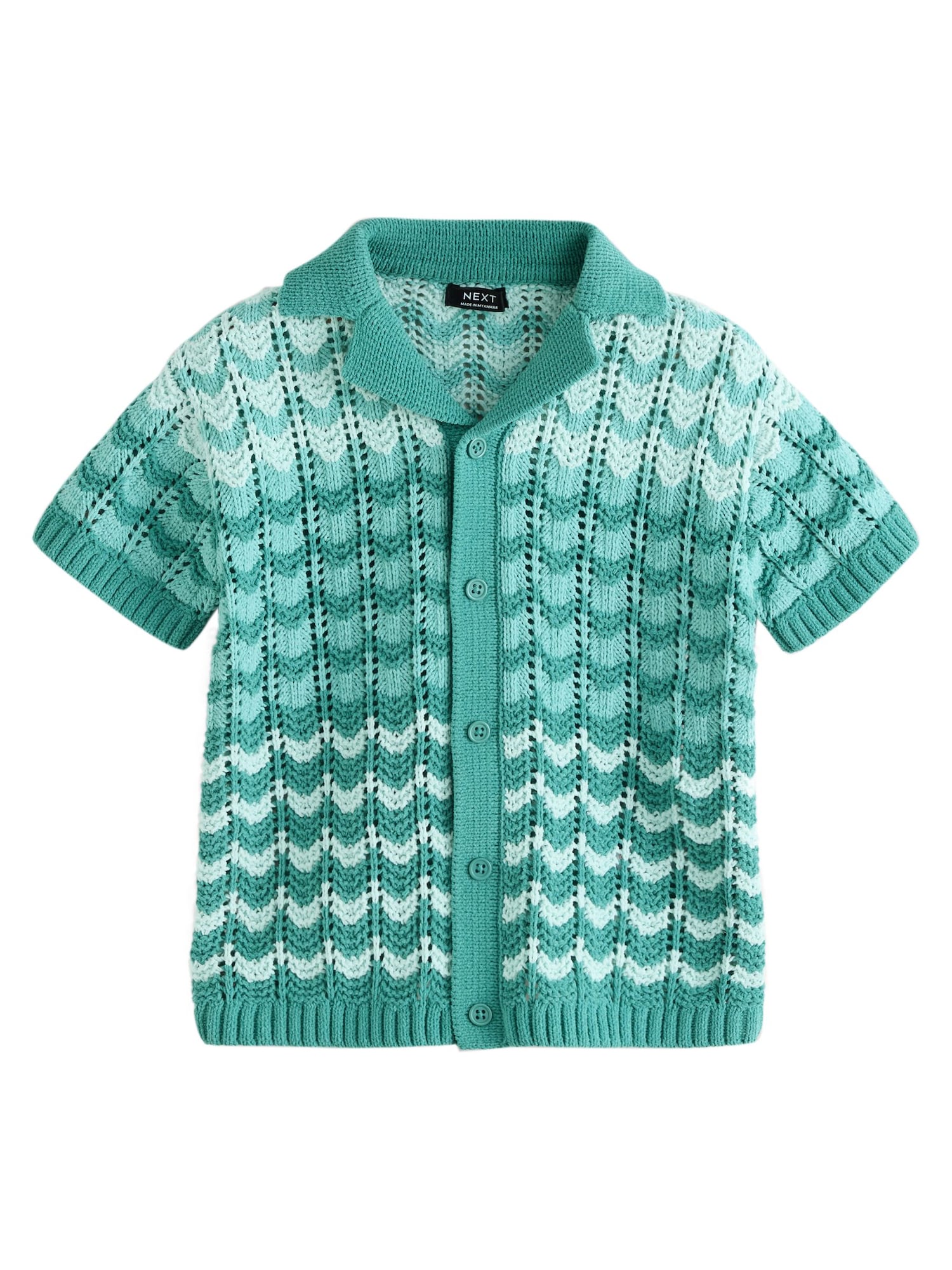 Next Tricou Strick mit Häkelkragen  verde / verde petrol