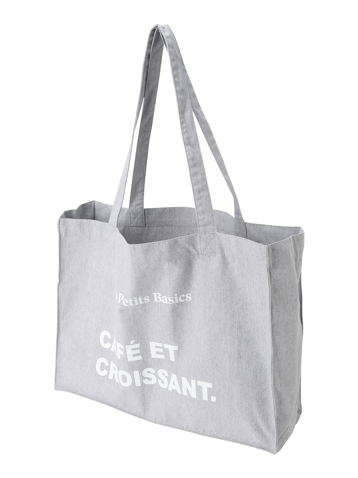 Les Petits Basics Pirkinių krepšys 'Café & croissant' margai pilka / balta