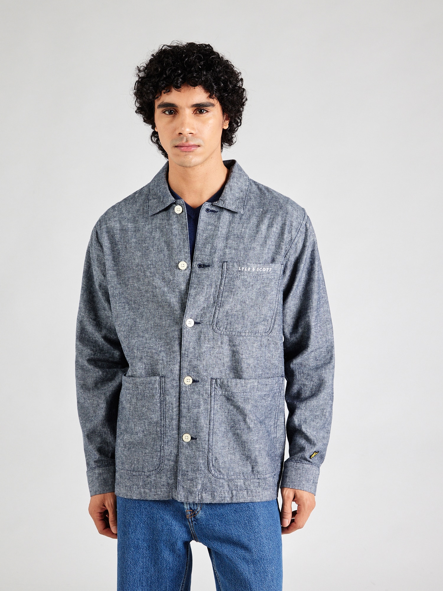 Lyle & Scott Prechodná bunda 'Flax' modrá melírovaná (obrázok 3)