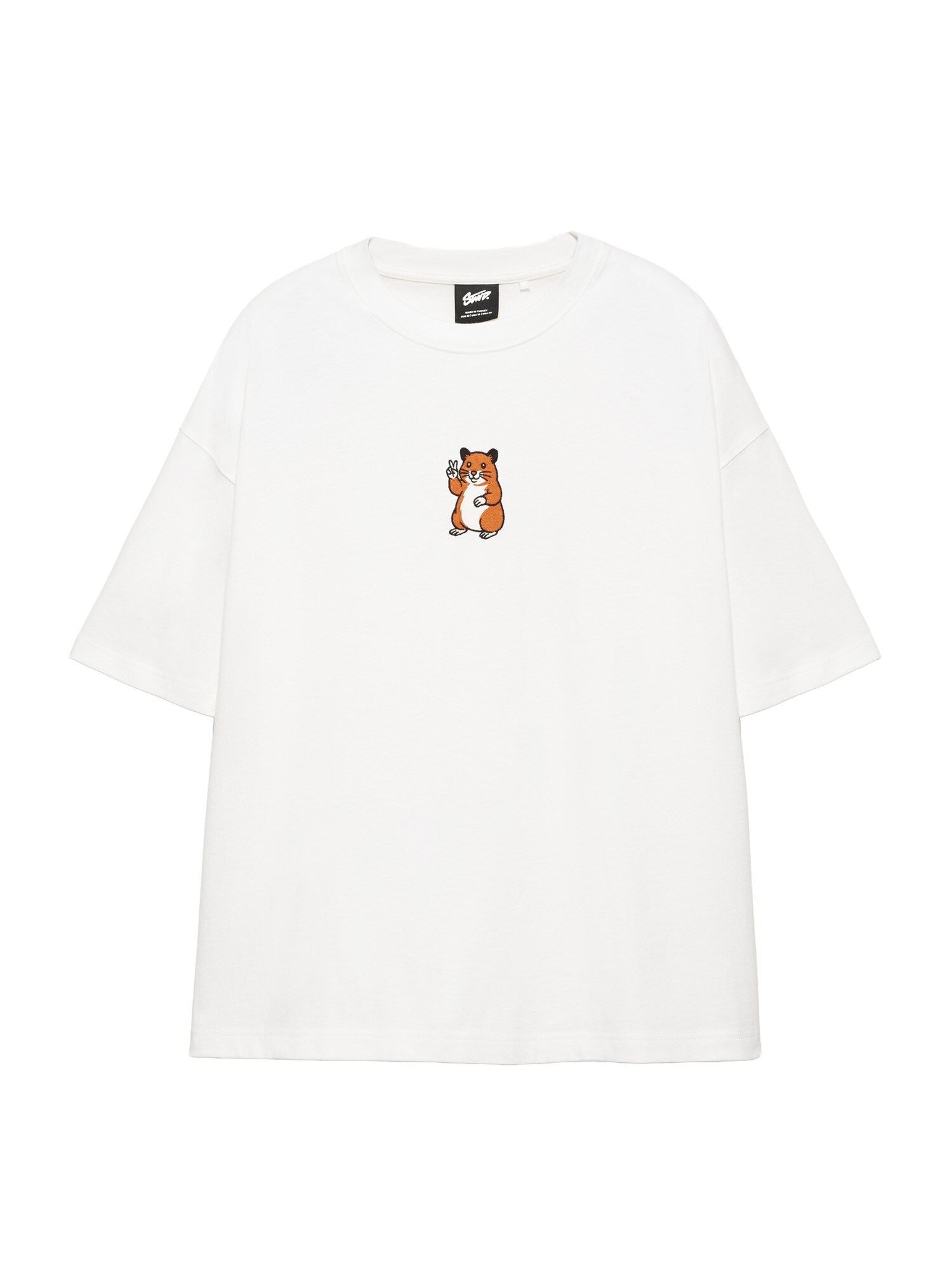 Pull&Bear Tricou ocru / negru / alb