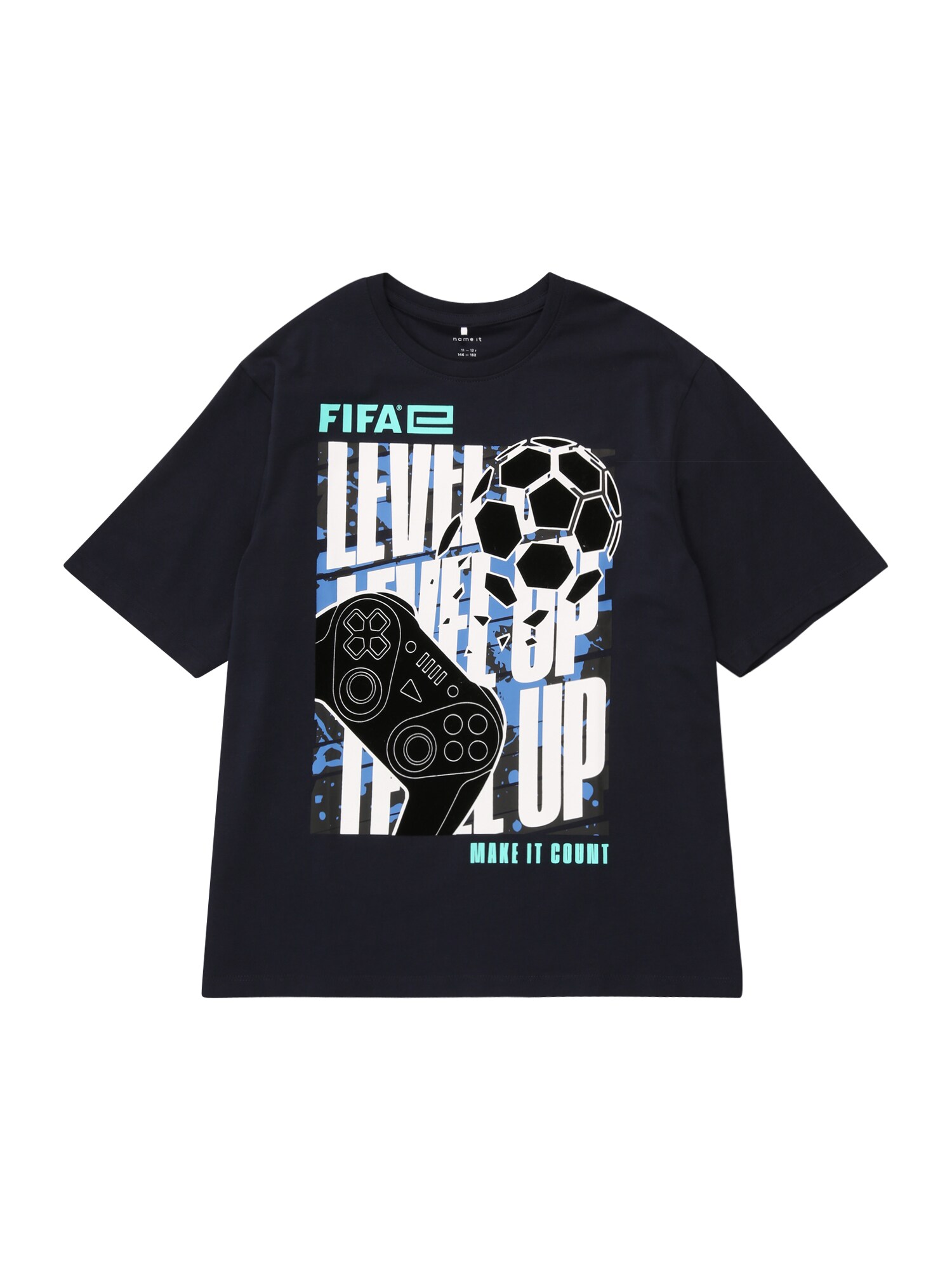 NAME IT Póló 'NKMadian Fifae'  éjkék / királykék / fekete / fehér akciós termékkép 1