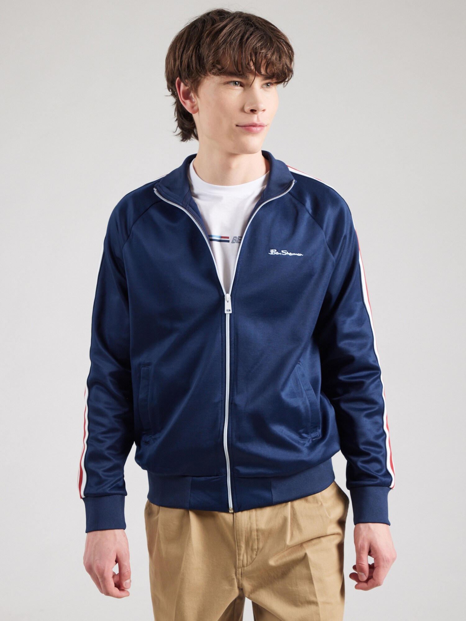 Ben Sherman Tepláková bunda námornícka modrá / červená / biela (obrázok 4)
