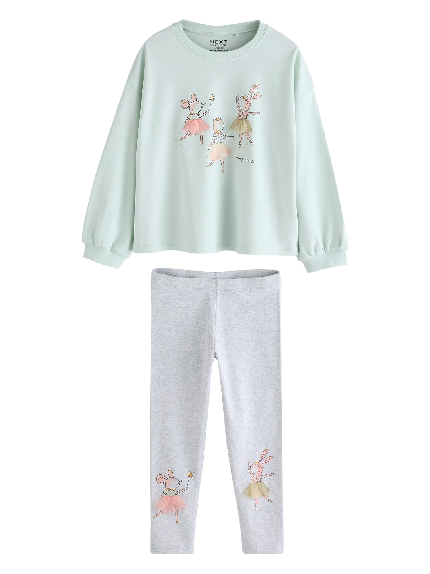 Next Set  gri amestecat / verde pastel / roz / negru