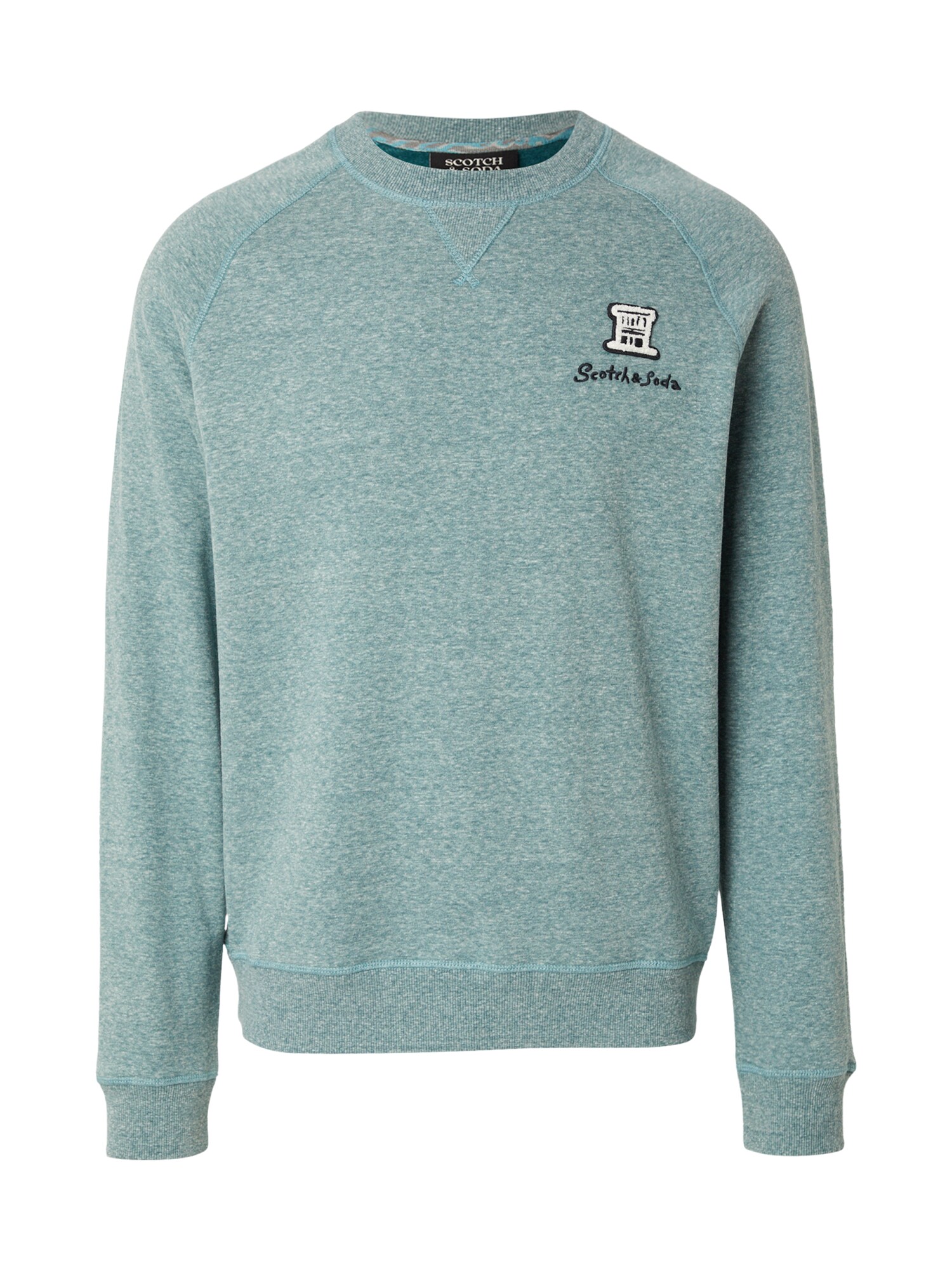 SCOTCH & SODA Bluză de molton verde petrol / negru / alb
