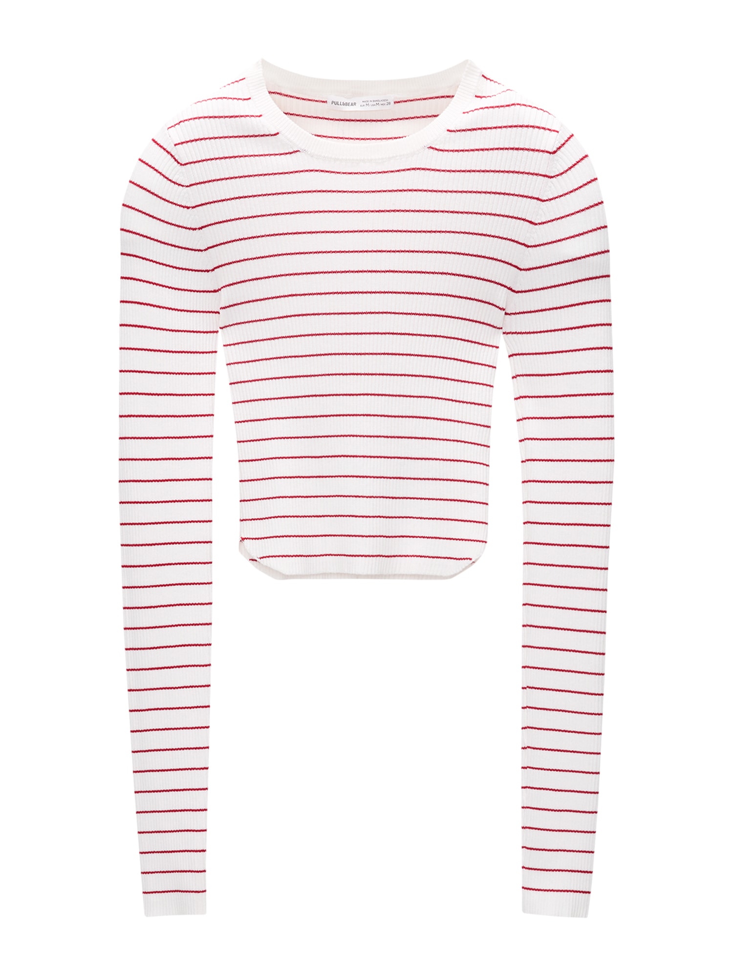 Pull&Bear Pulóver  kárminvörös / fehér akciós termékkép 1