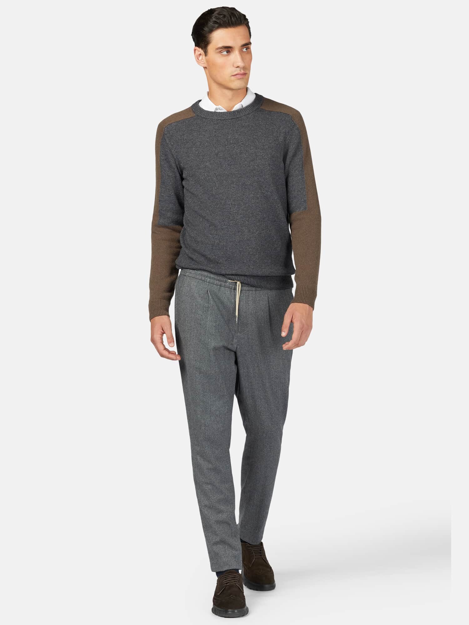 Boggi Milano Pantalon à plis  gris chiné