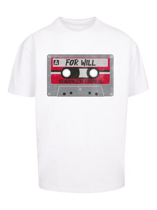 F4NT4STIC Shirt ‘Stranger Things Cassette For Will Netflix TV Series’ Basaltgrijs / Rood / Zwart / Wit