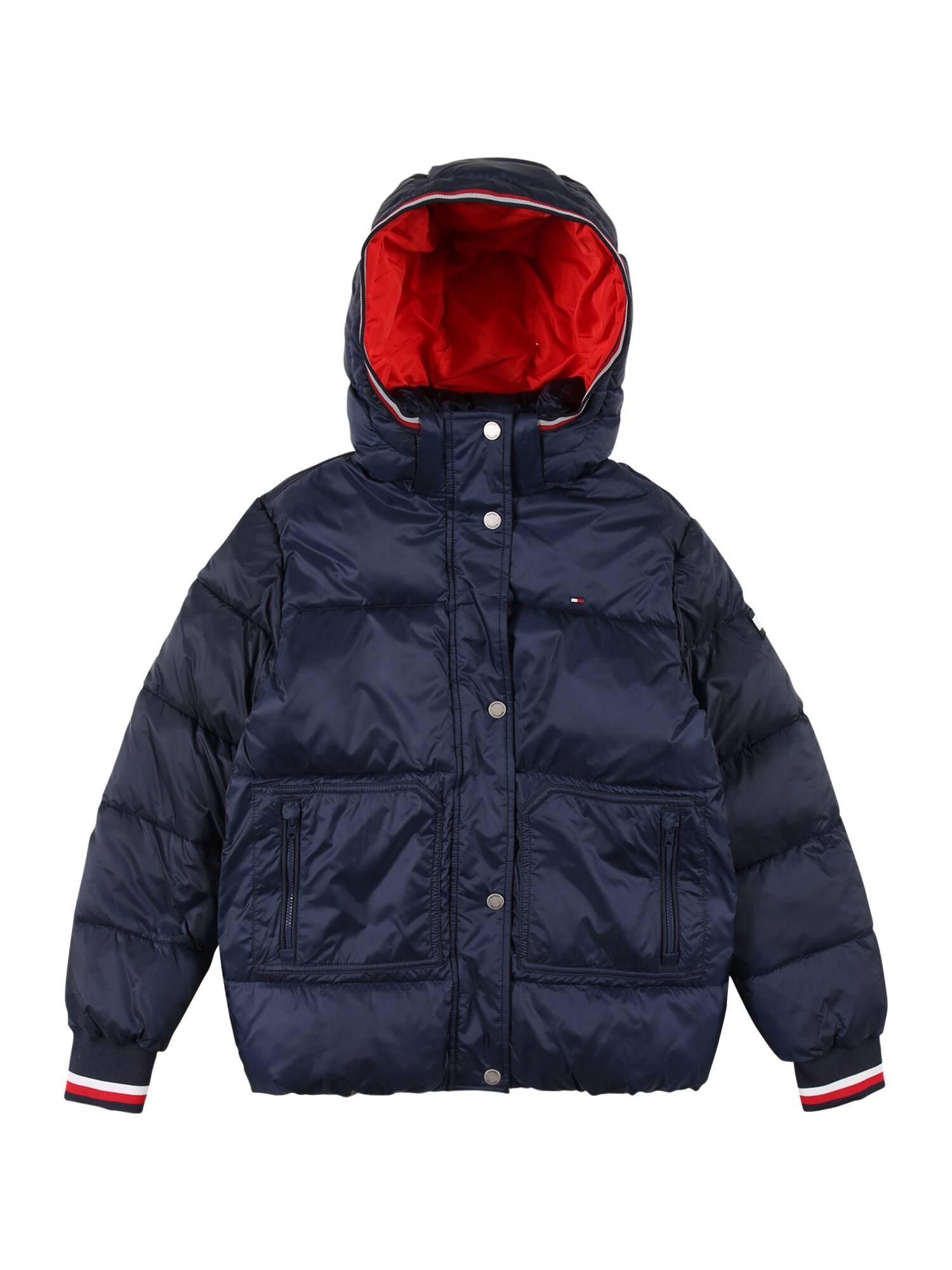 TOMMY HILFIGER Žieminė striukė  tamsiai mėlyna / balta / raudona