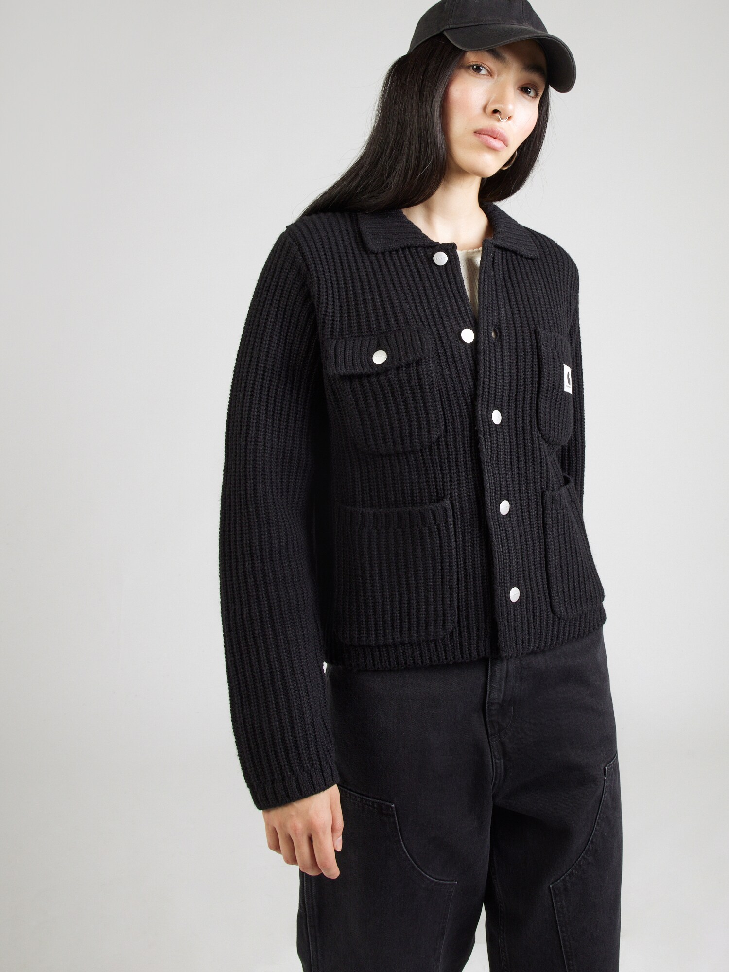 Carhartt WIP Cárdigan 'Michigan' negro / blanco – imagen 2