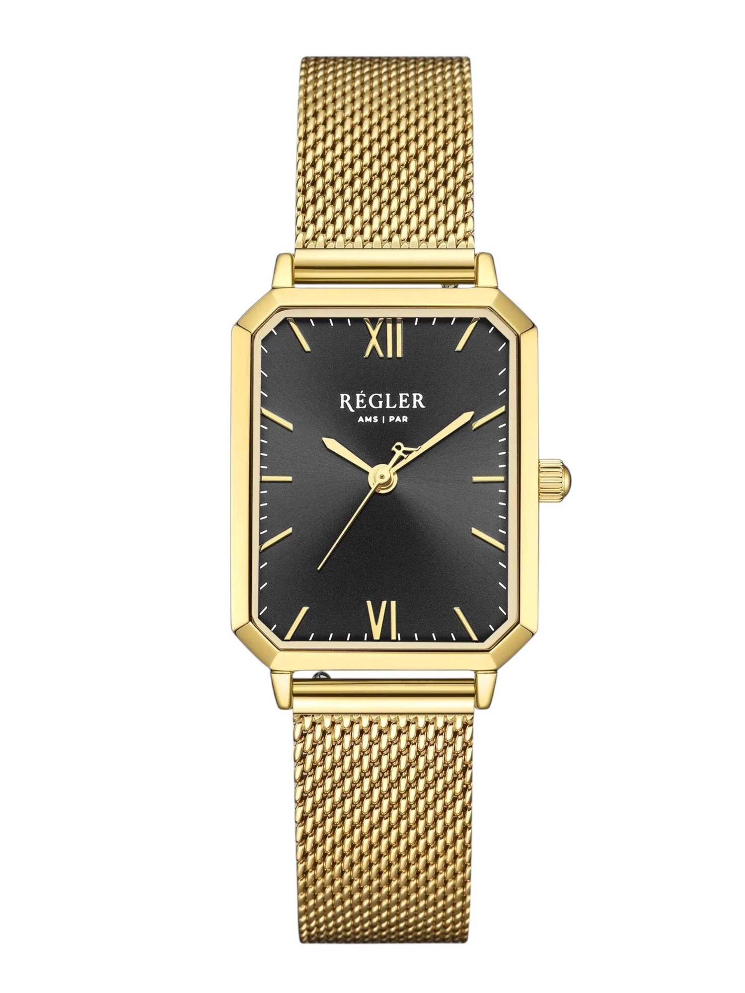 Régler Analogni sat 'Élégance Gold Mesh - Black' zlatna / crna