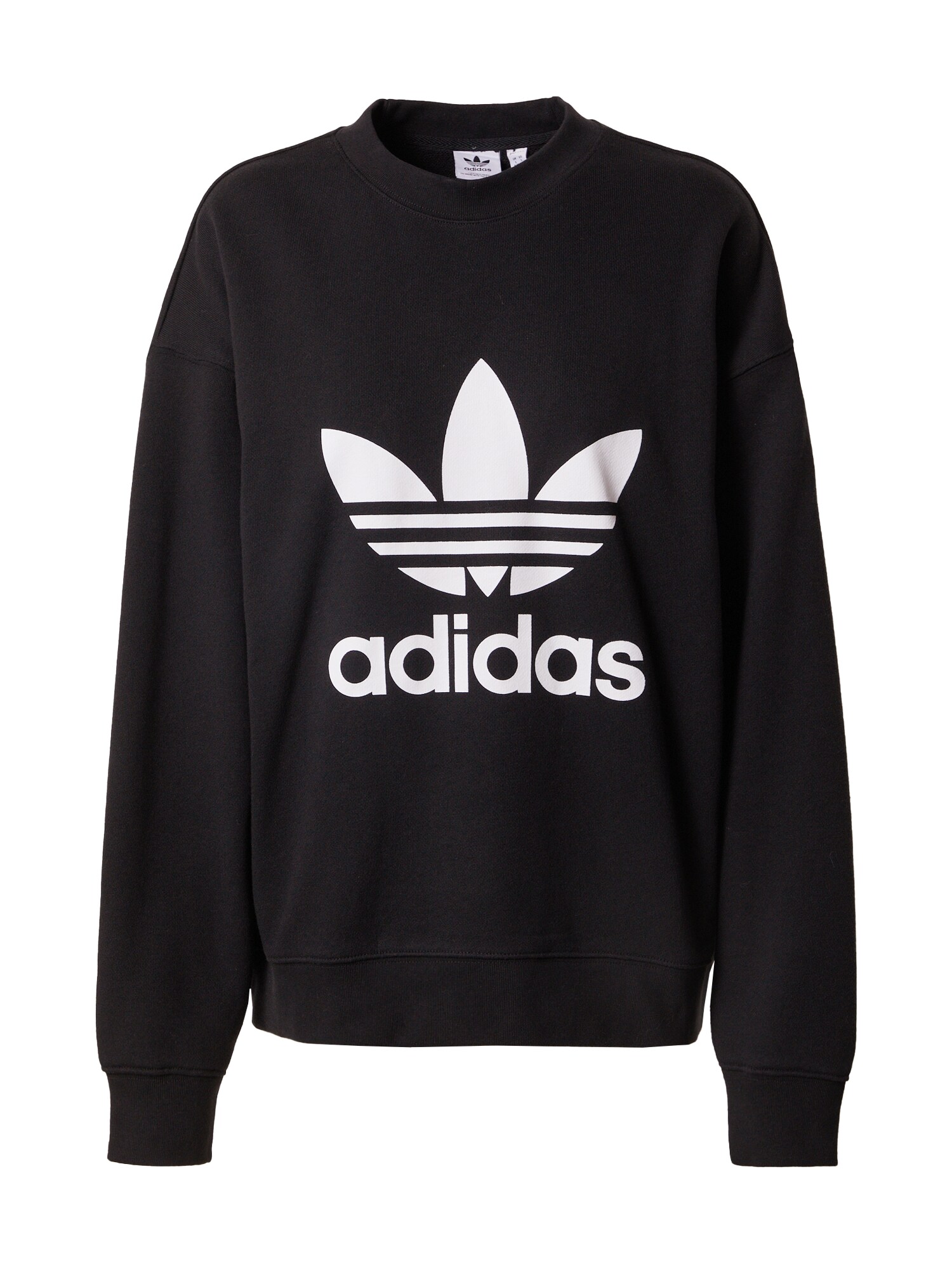 ADIDAS ORIGINALS Majica 'Trefoil Crew'  črna / bela