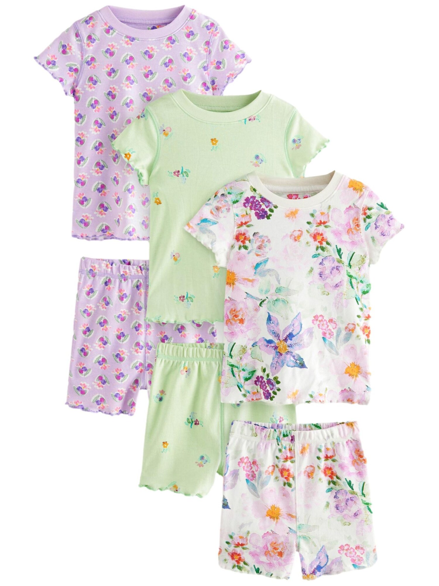 Next Pijamale  verde deschis / lila / portocaliu piersică / alb