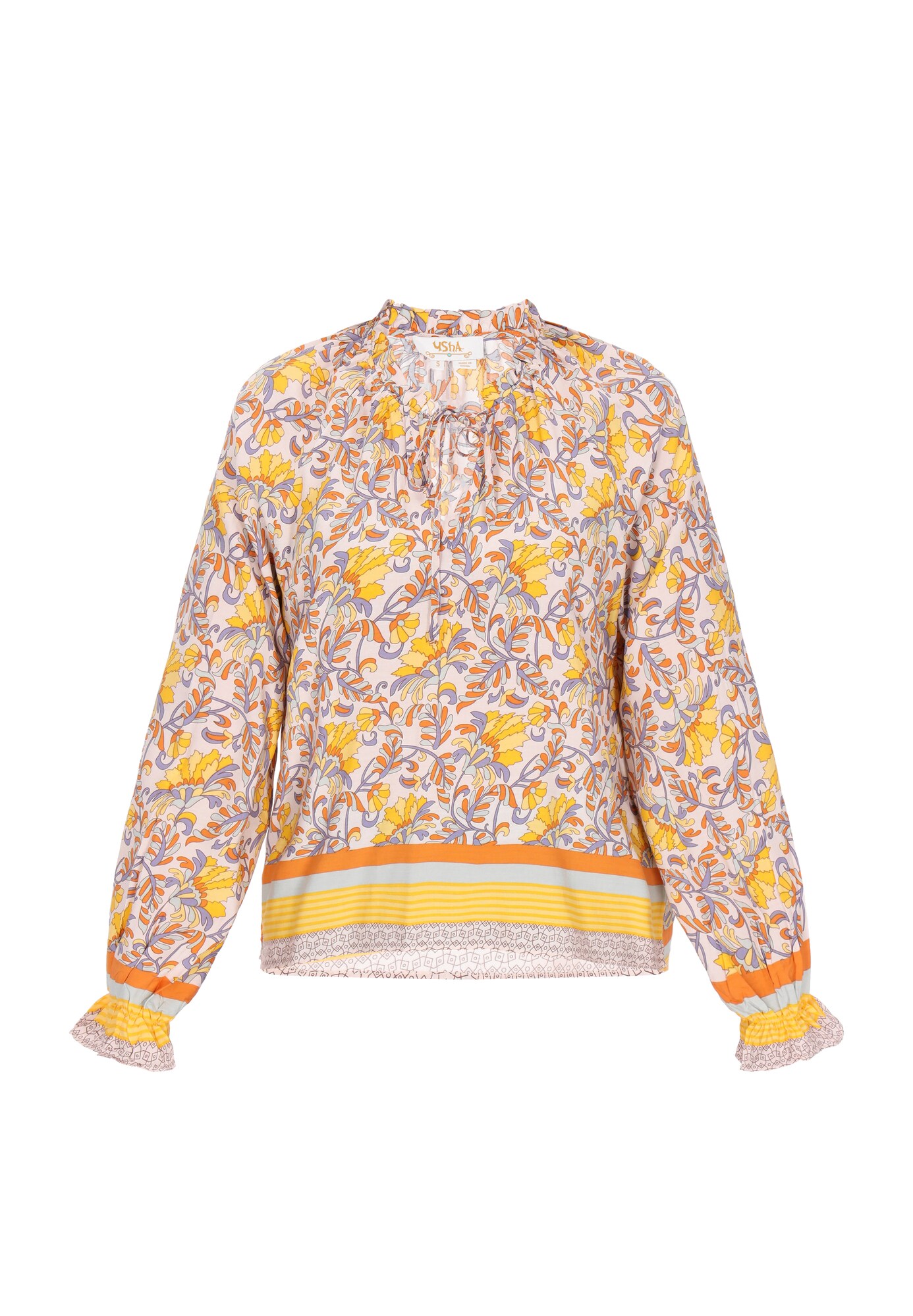 Gaya Blúz 'Fashion Look'  krém / égkék / sárga / sötét narancssárga akciós termékkép 1