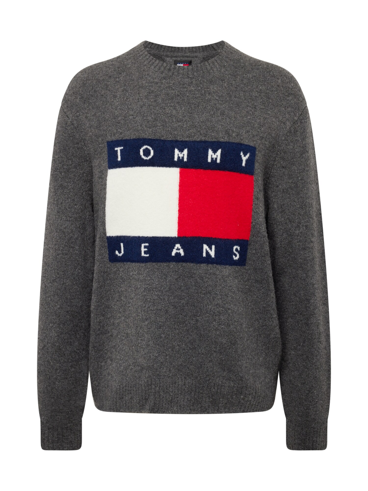 Tommy Jeans Sveter  tmavomodrá / tmavosivá / jasne červená / biela