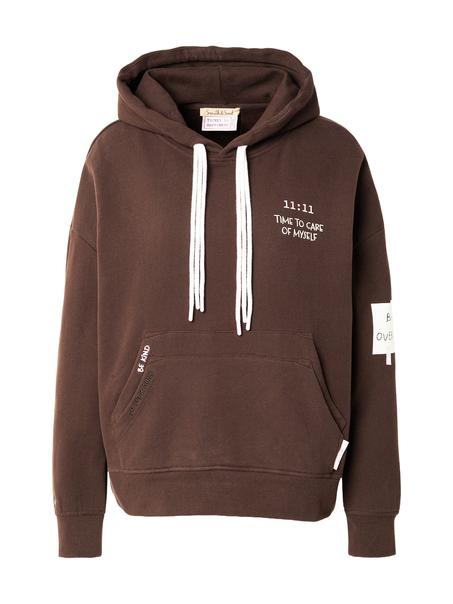 Sweatshirt brun / pastellrosa / svart