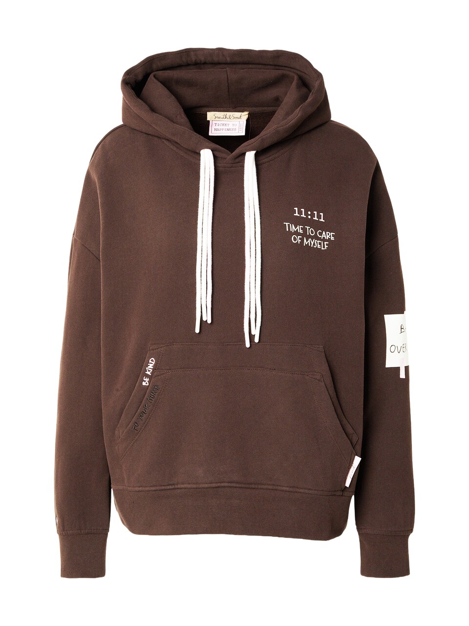 Sweatshirt brun / pastellrosa / svart