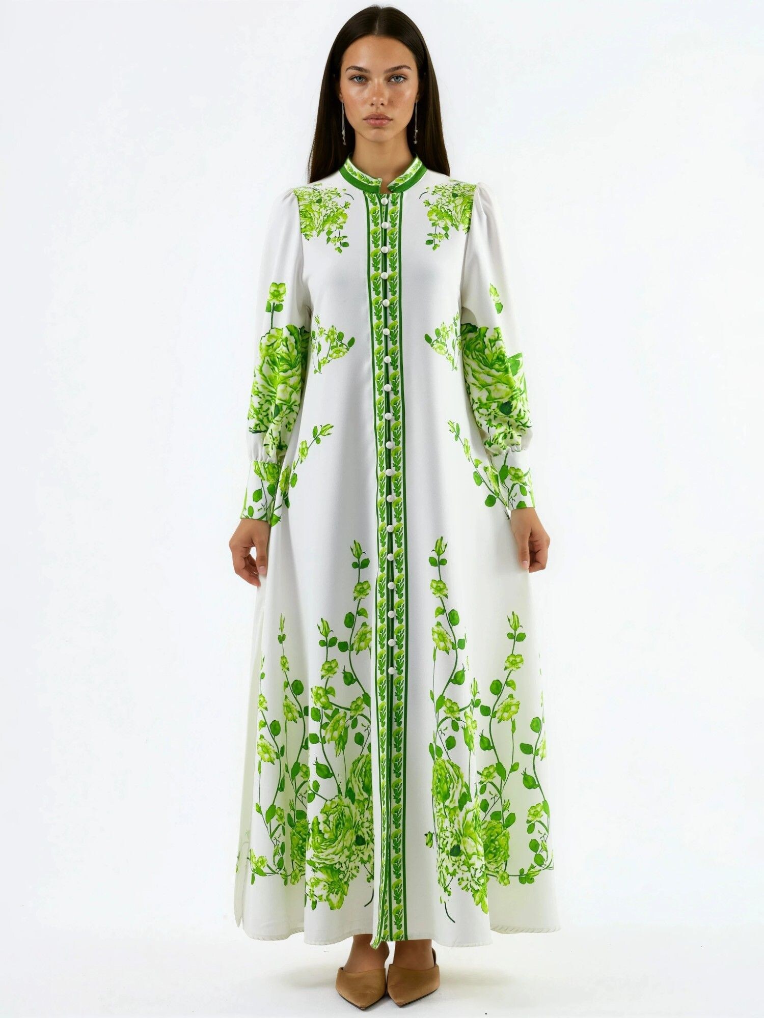 MSN Collection Abito  verde / bianco