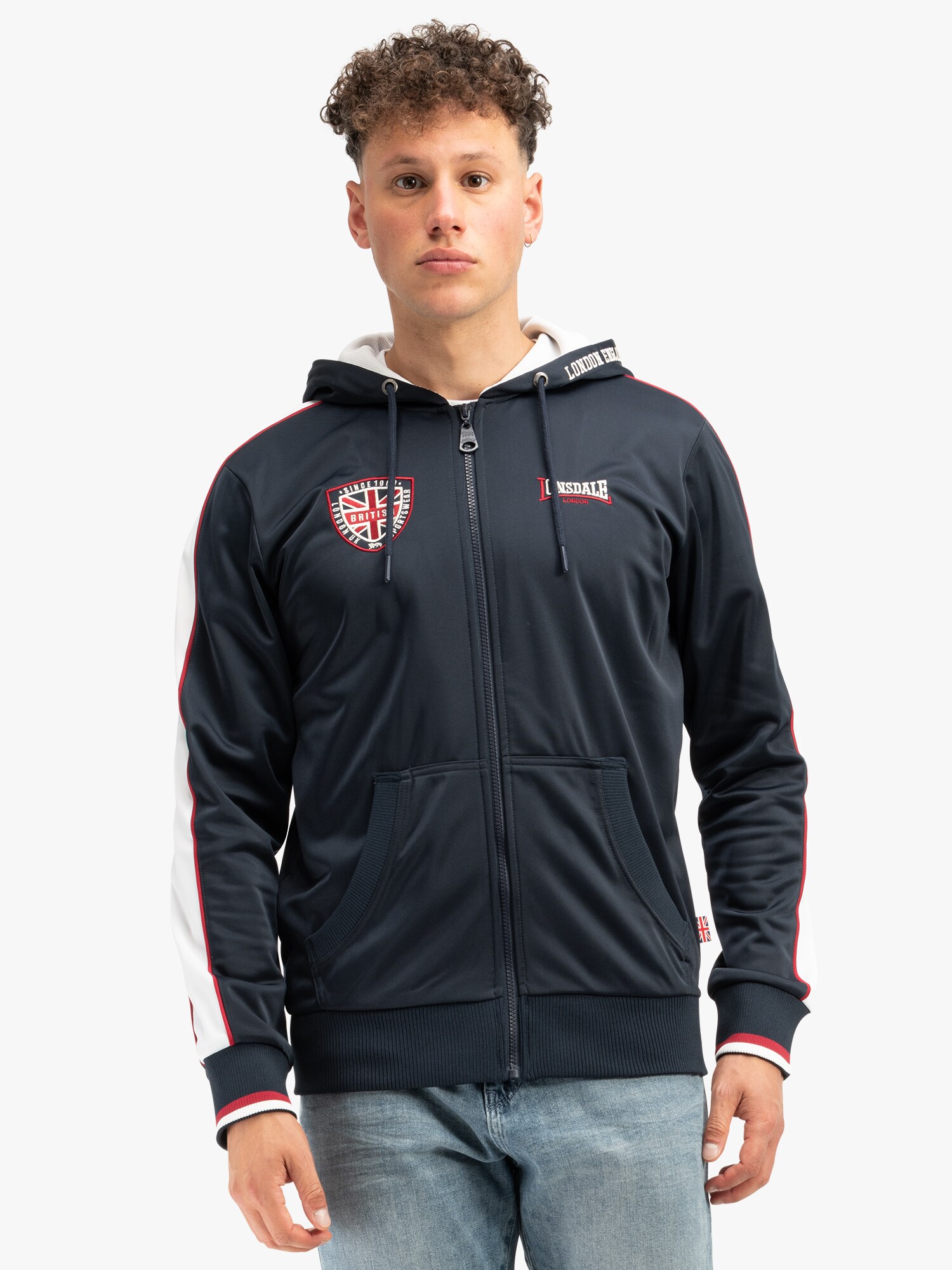 LONSDALE Tréningdzseki  tengerészkék / vérvörös / fehér termék 2. képe