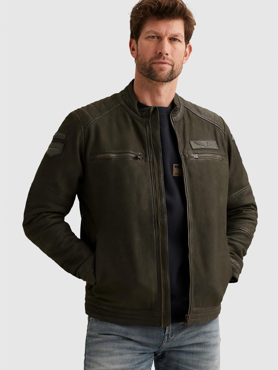 Övergångsjacka 'Scraper leather jacket'