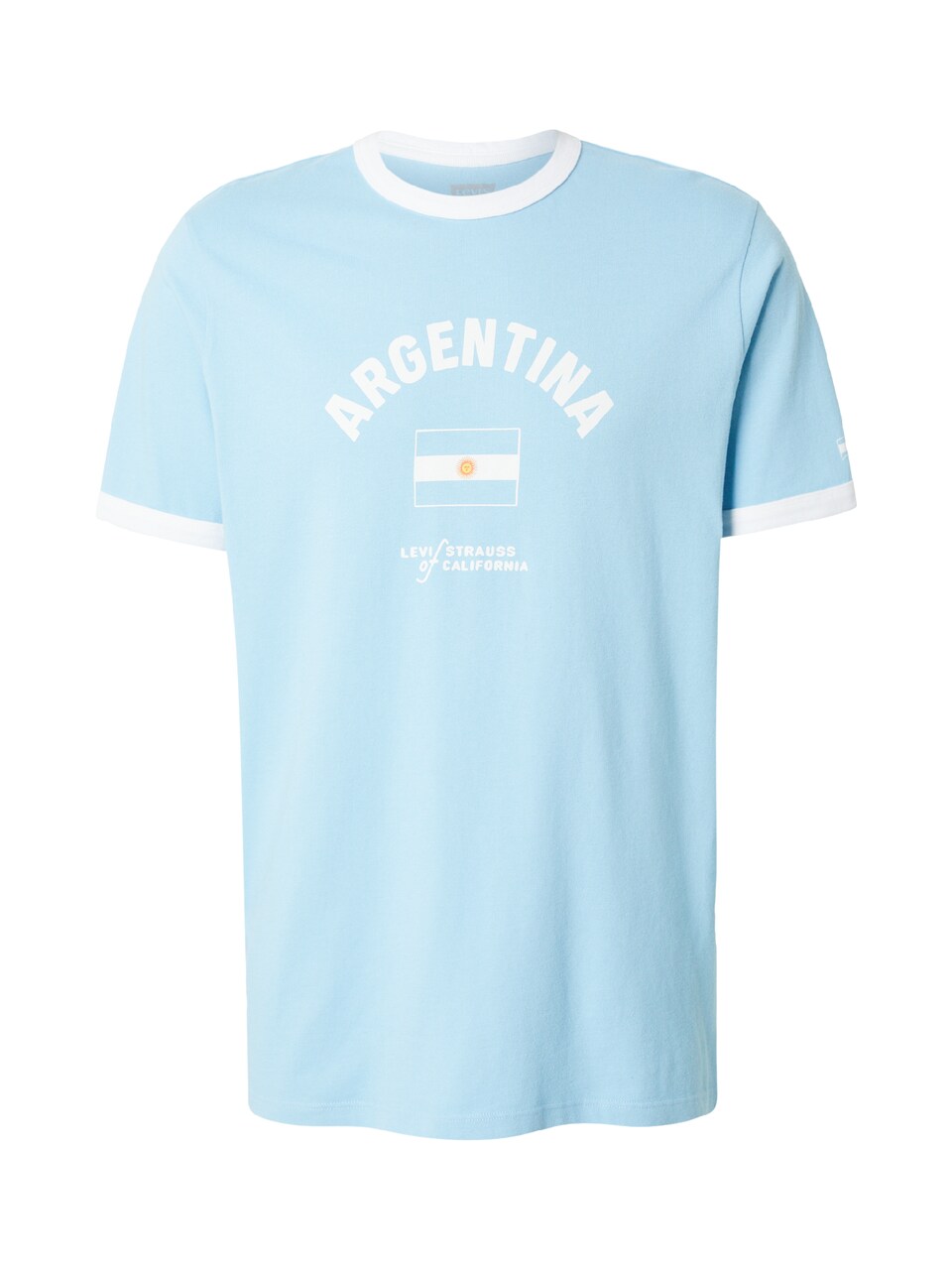 T-shirt 'Argentina Ringer Tee' ljusblå / gul