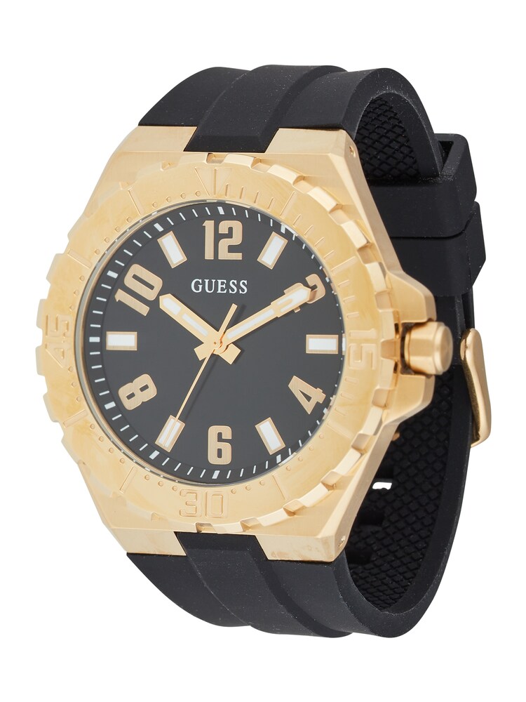 GUESS Uhr 'Campus' Herren Größe One Size gold / schwarz