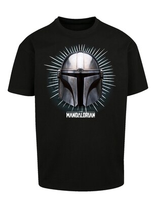 F4NT4STIC Shirt ‘Star Wars The Mandalorian Warrior’ Grijs / Zwart / Wit