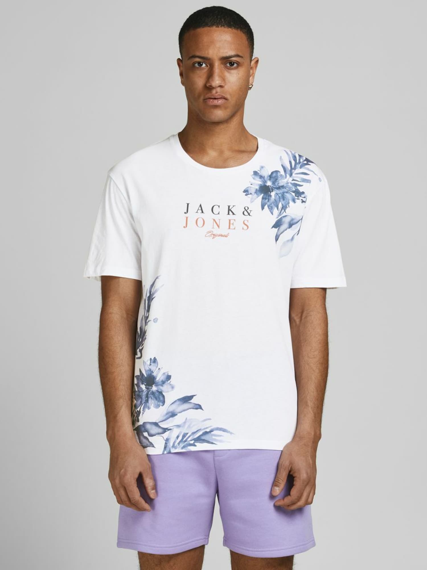 JACK & JONES Póló 'JORCALIFLO'  zafir / galambkék / sötétvörös / fehér termék 2. képe