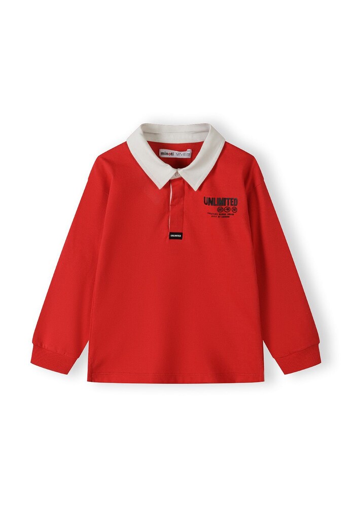 MINOTI Poloshirt Jungen Größe 98/104 rot / schwarz / weiß