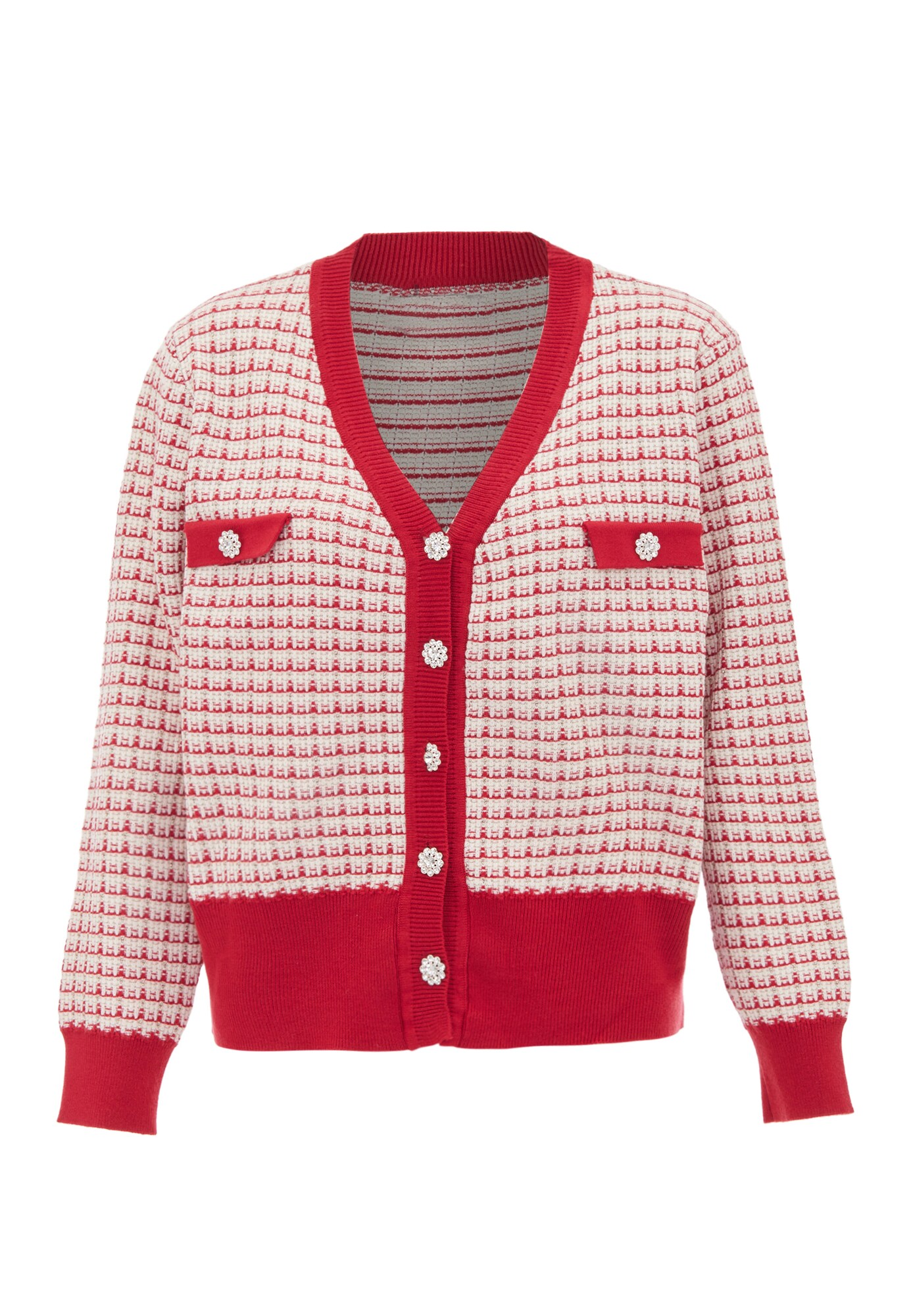 NAEMI Cárdigan rojo / blanco